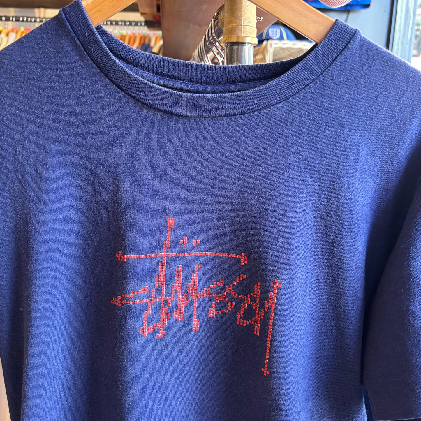 Stussy 90s Graphic Spellout T-Shirt Navy (Small)
