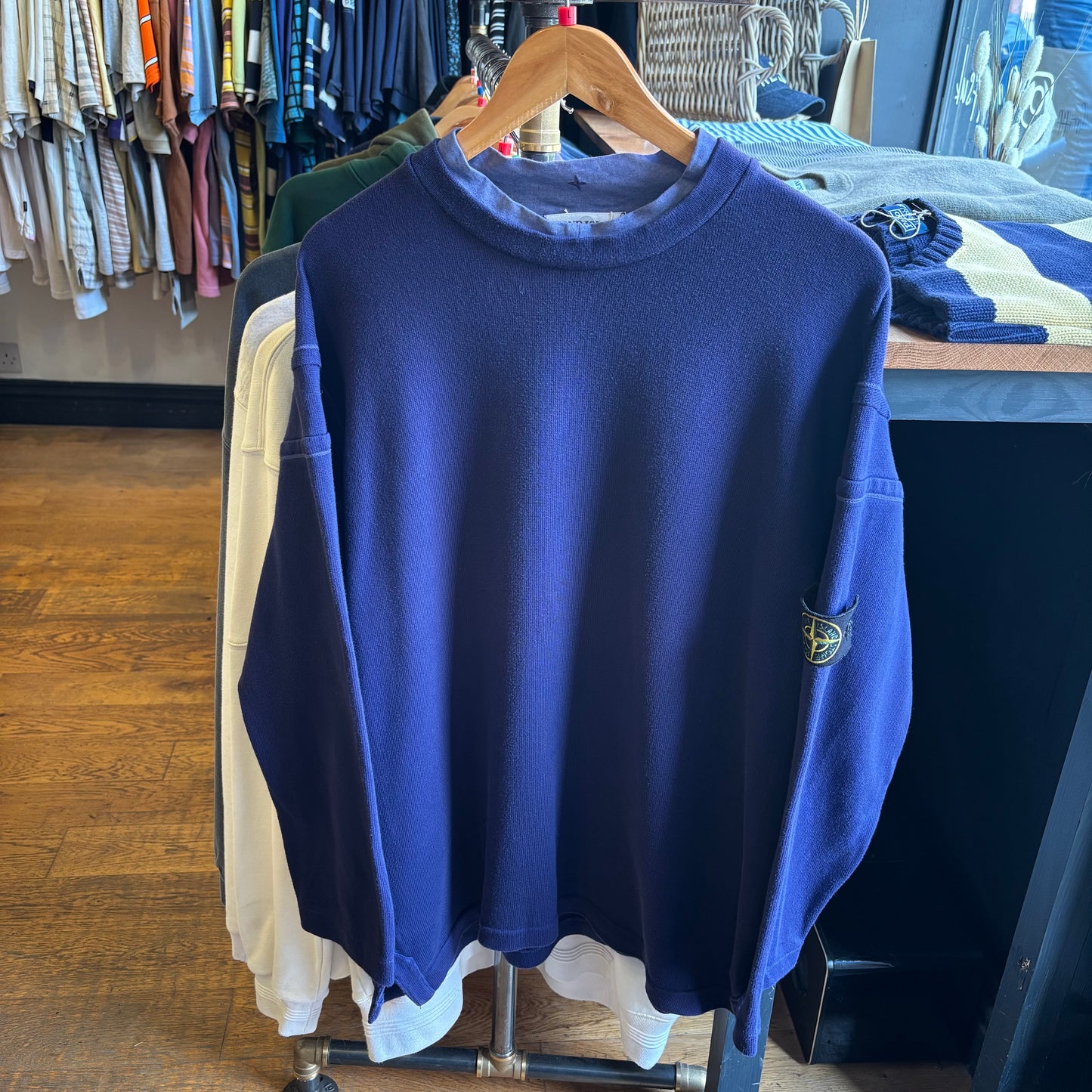 Stone Island S/S 2001 Two Tone Sweatshirt Blue (Large)