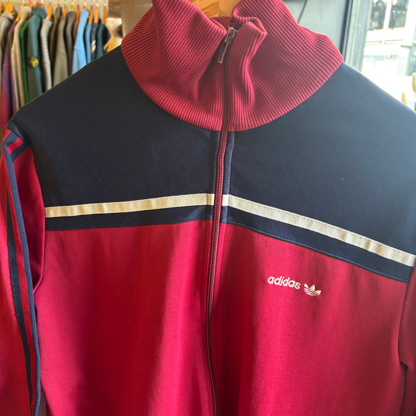 Adidas Zip Up Track Jacket Burgundy (Medium)