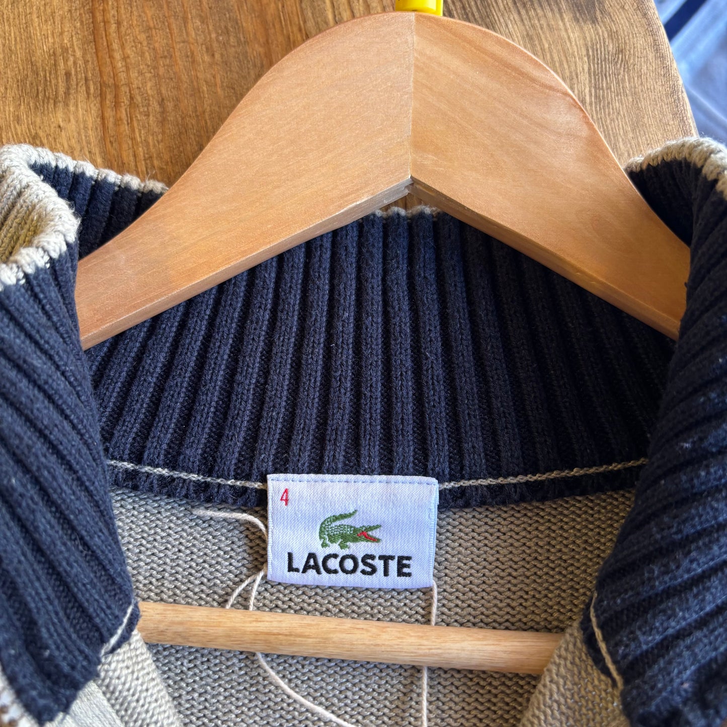 Lacoste Quarter Zip Knit Jumper Navy/ Cream (Medium)