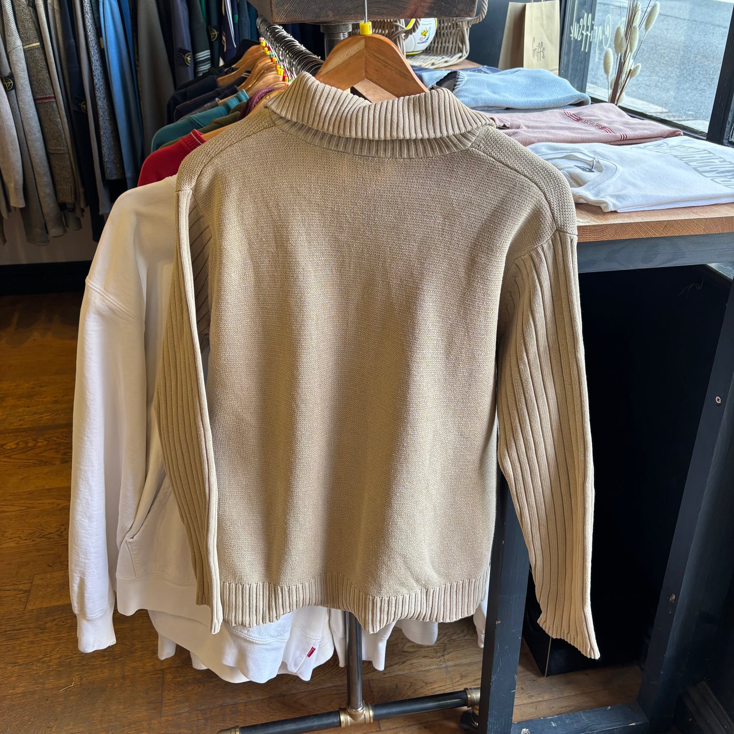 Lacoste Full Zip Knit Jumper Beige (Medium)