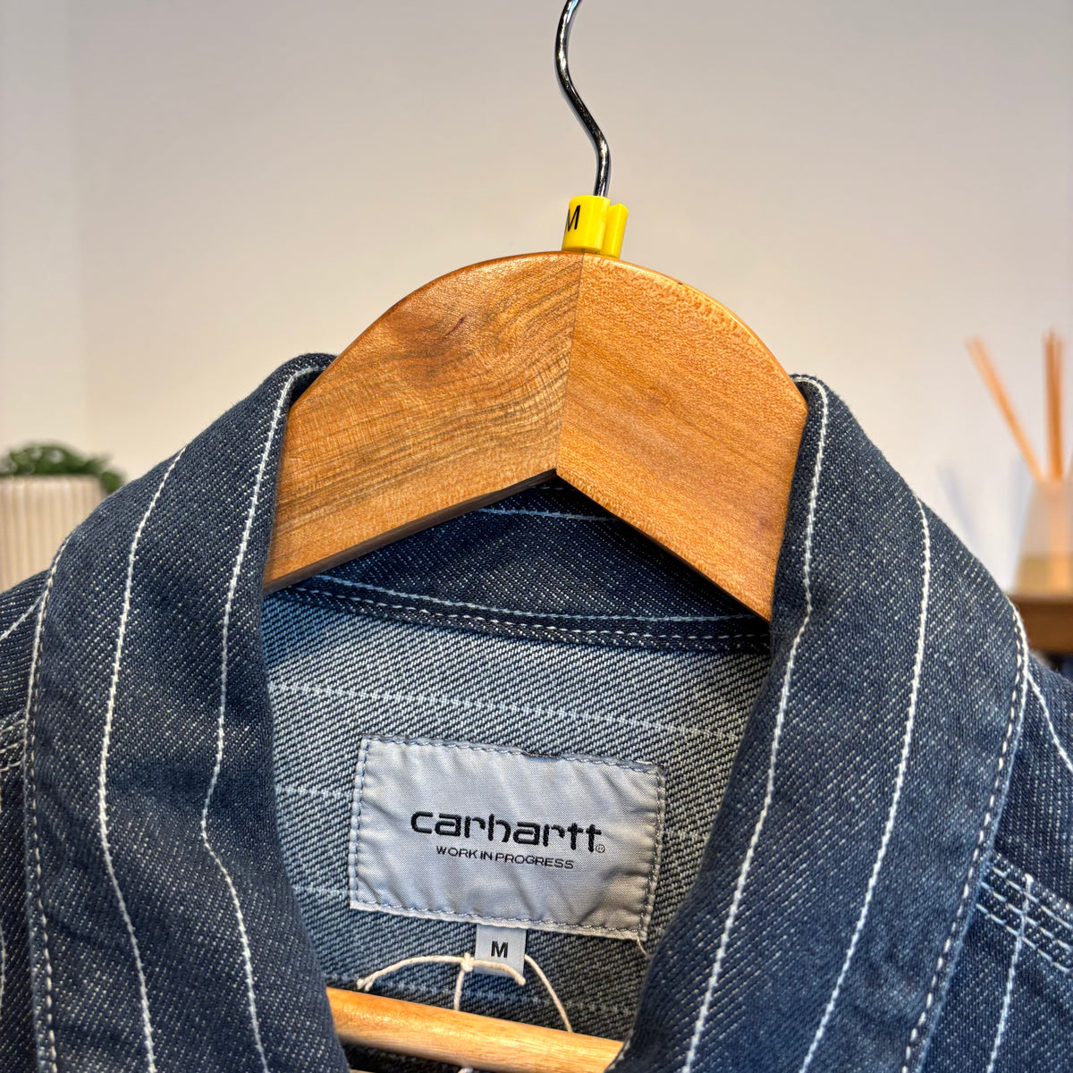 Carhartt Orlean Pinstripe Denim Jacket Blue (Medium)