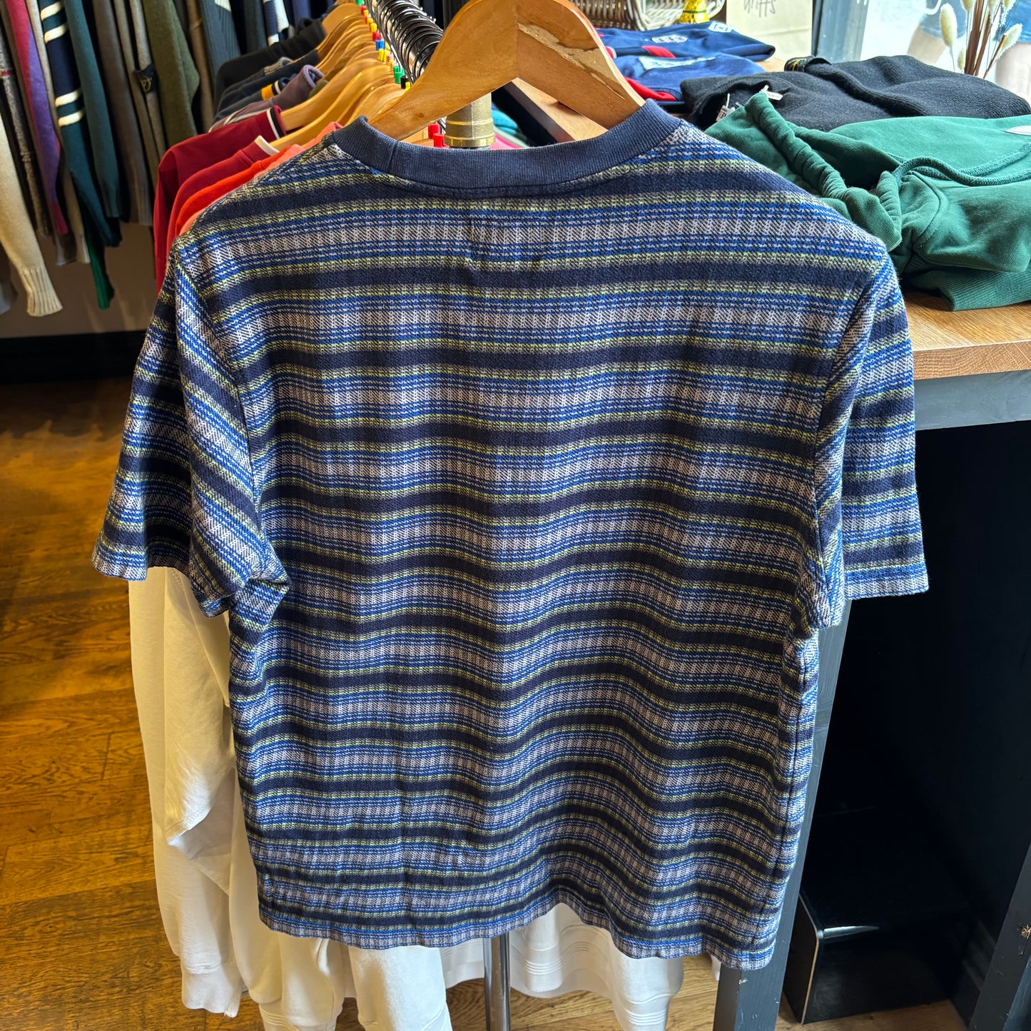 Stussy Ombre Stripe Crew T-Shirt Navy (Small)