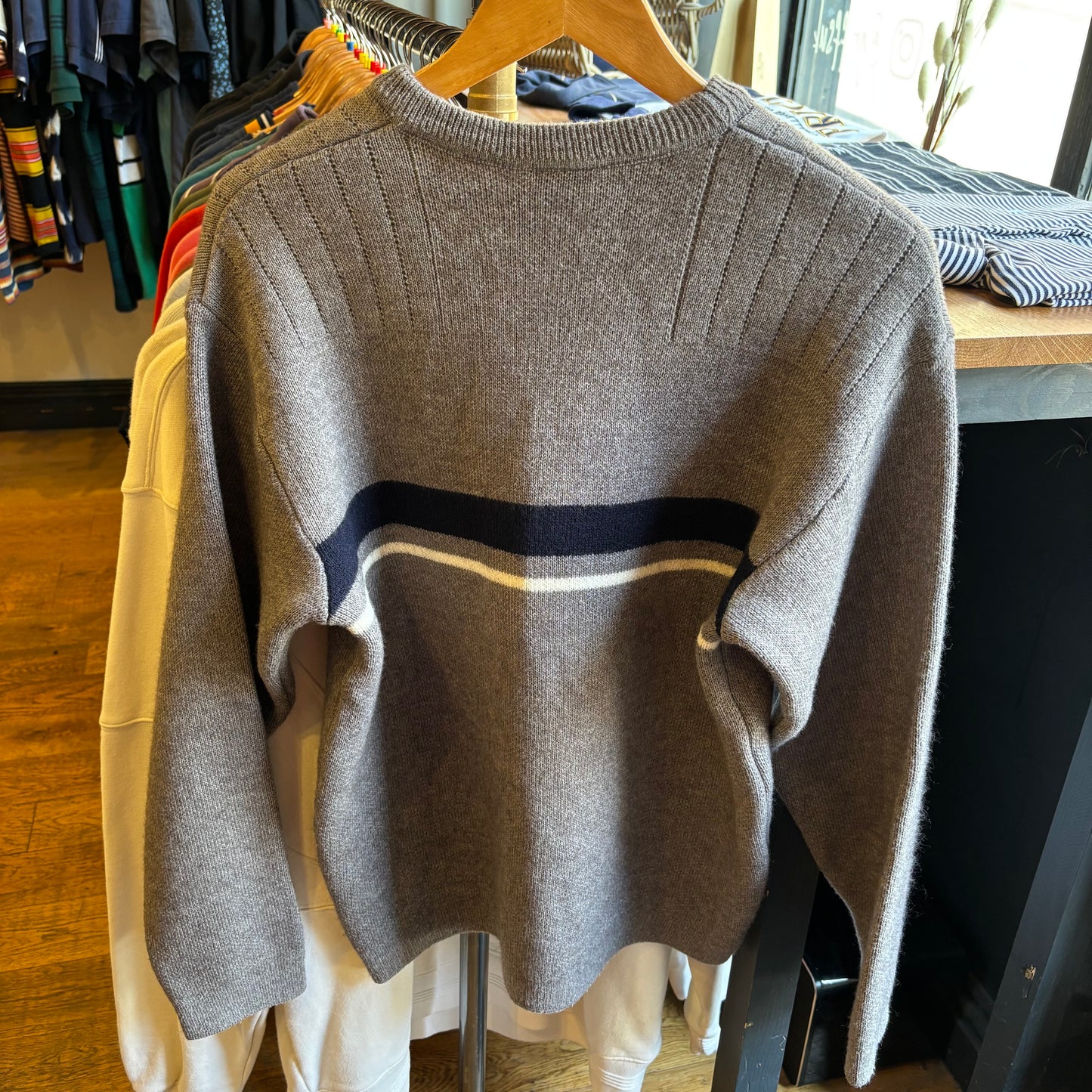 Lacoste Pullover Stripe Knit Jumper Grey (Large)