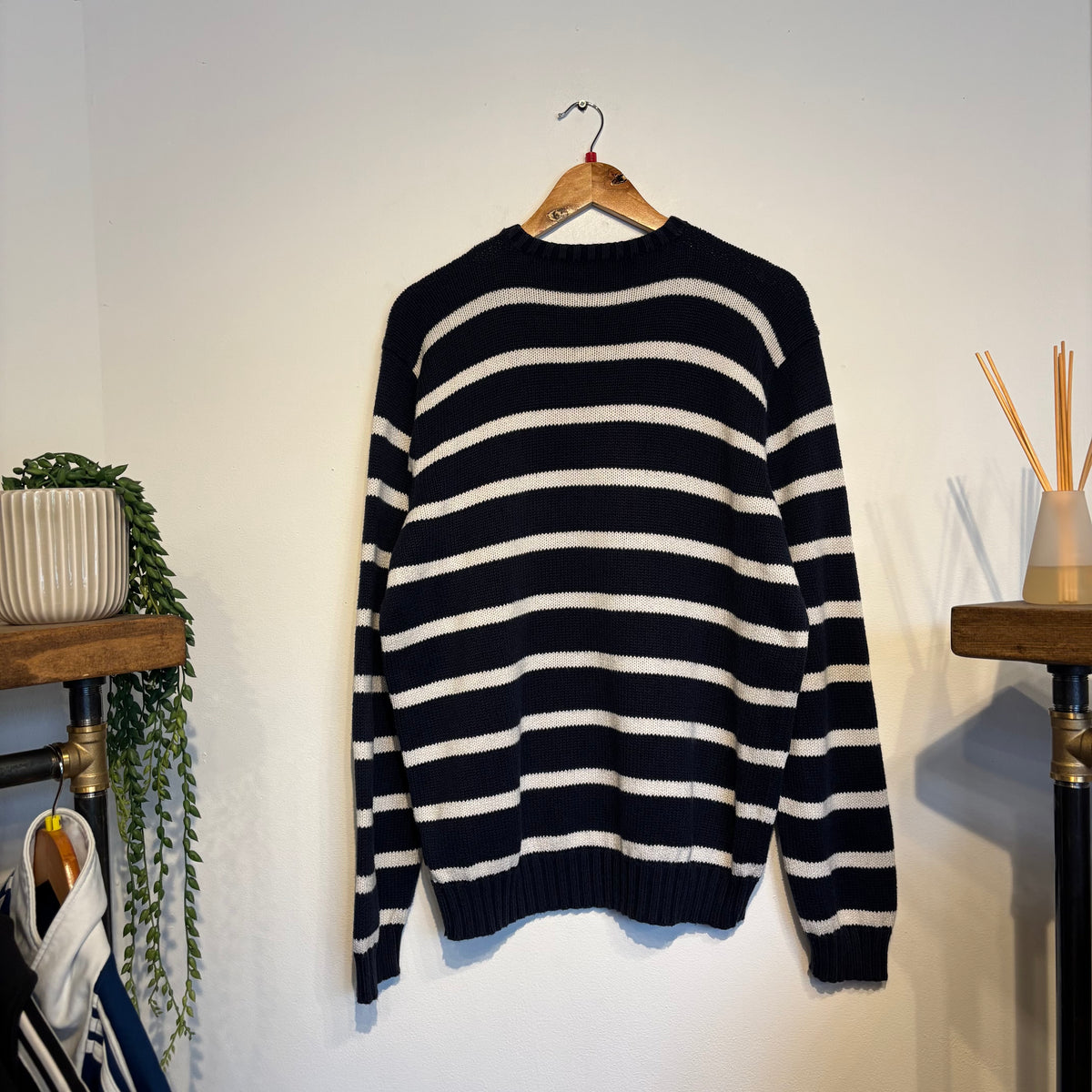 Ralph Lauren Stripe Pullover Knit Jumper Navy/ White (Large)