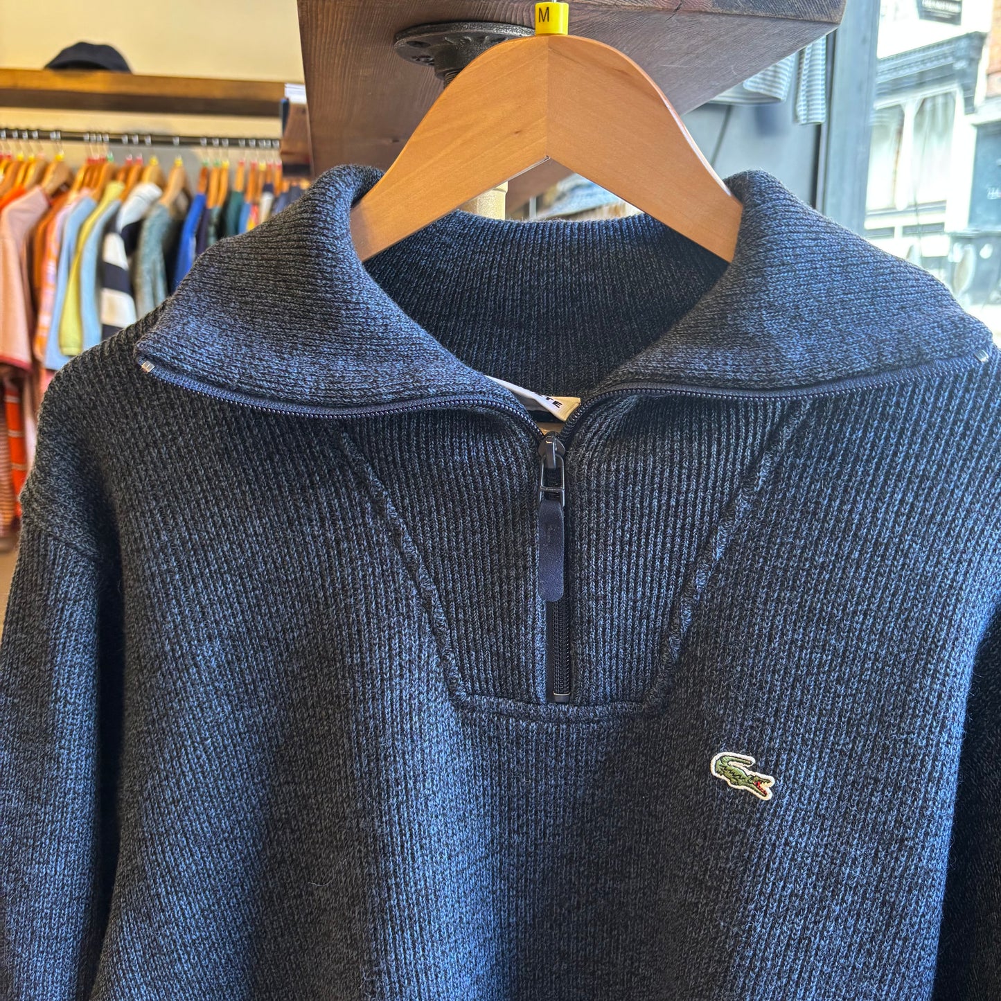 Lacoste Quarter Zip Chunky Knit Jumper Navy (Medium)