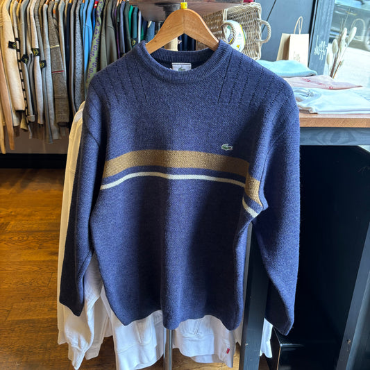 Lacoste Stripe Pullover Knit Jumper Blue (Medium)