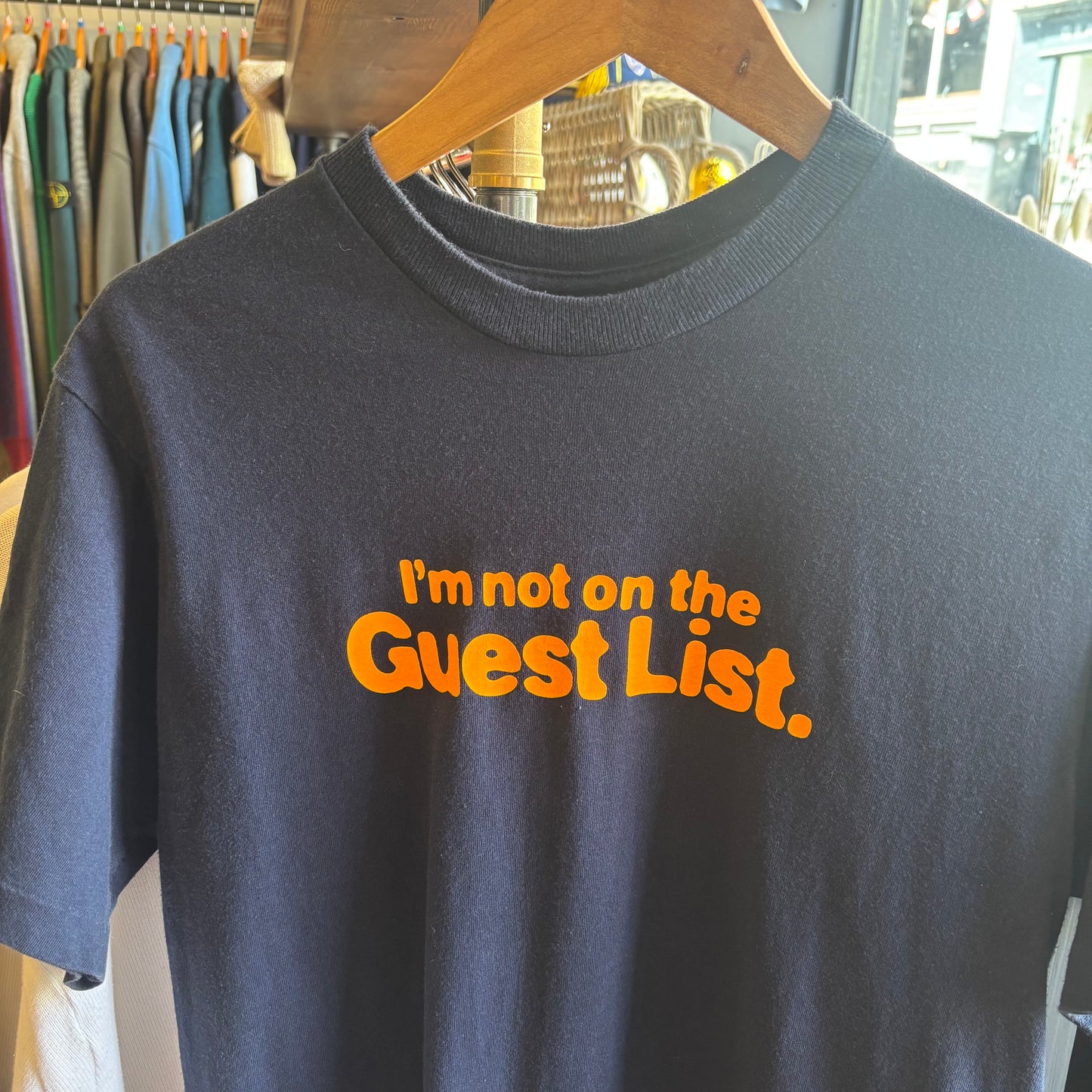 Stussy 90s I'm Not On The Guest List T-Shirt Navy (Medium)