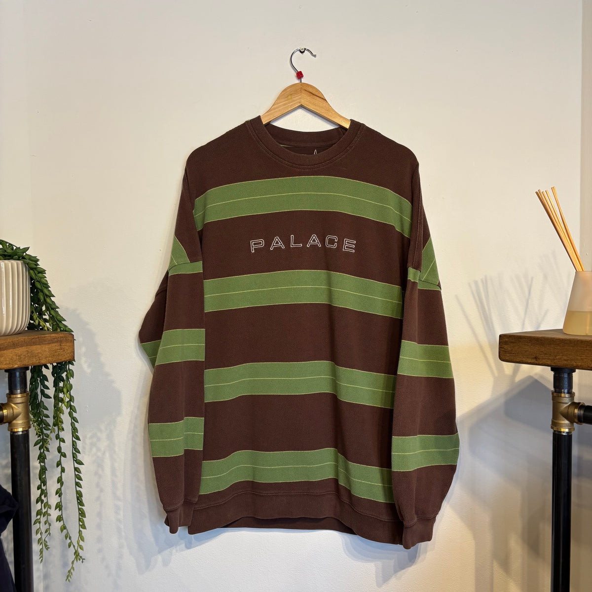 Palace FW24 Relax Stripe Crew Sweatshirt Brown (Large)