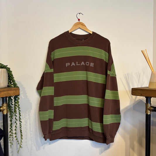 Palace FW24 Relax Stripe Crew Sweatshirt Brown (Large)