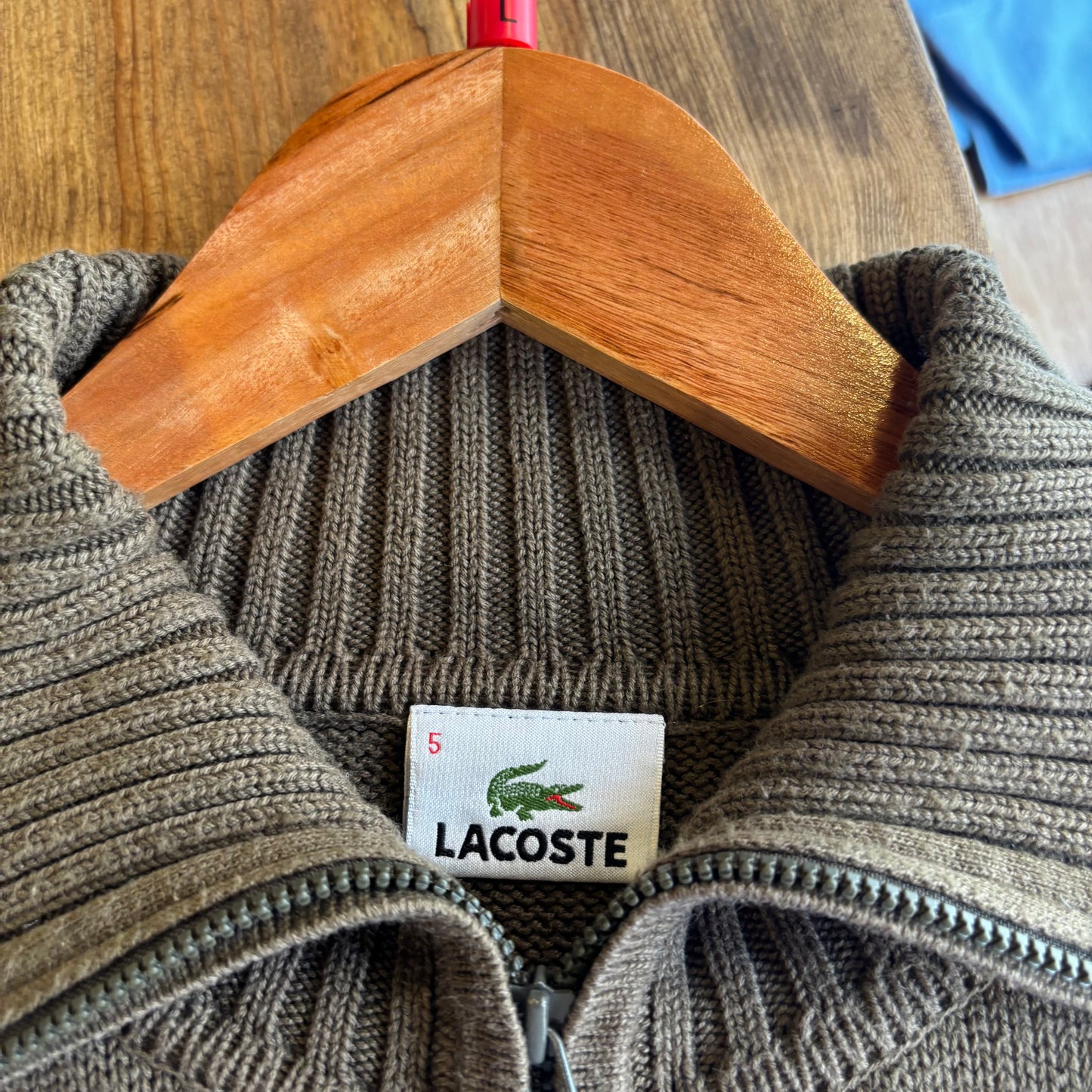 Lacoste Full Zip Knit Jumper Green (Large)