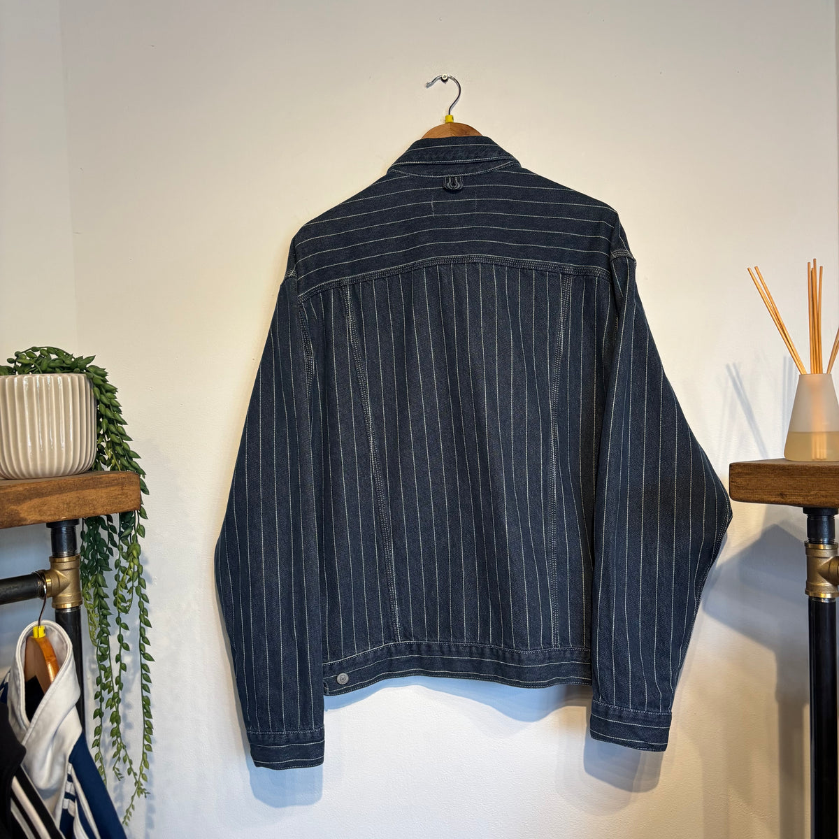 Carhartt Orlean Pinstripe Denim Jacket Blue (Medium)