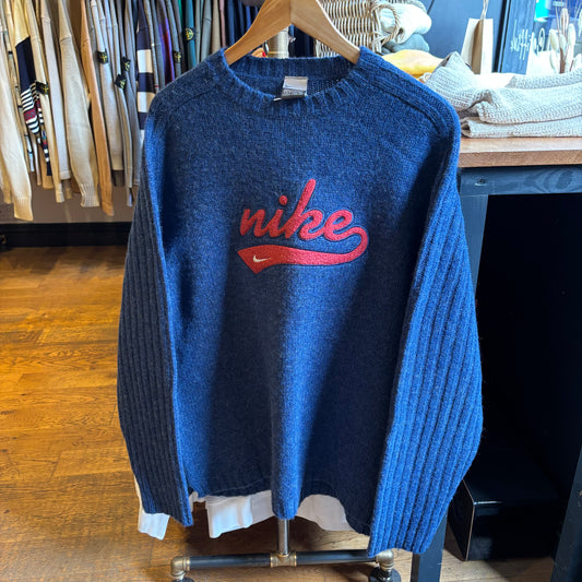 Nike Spellout Chunky Knit Jumper Blue (XL)