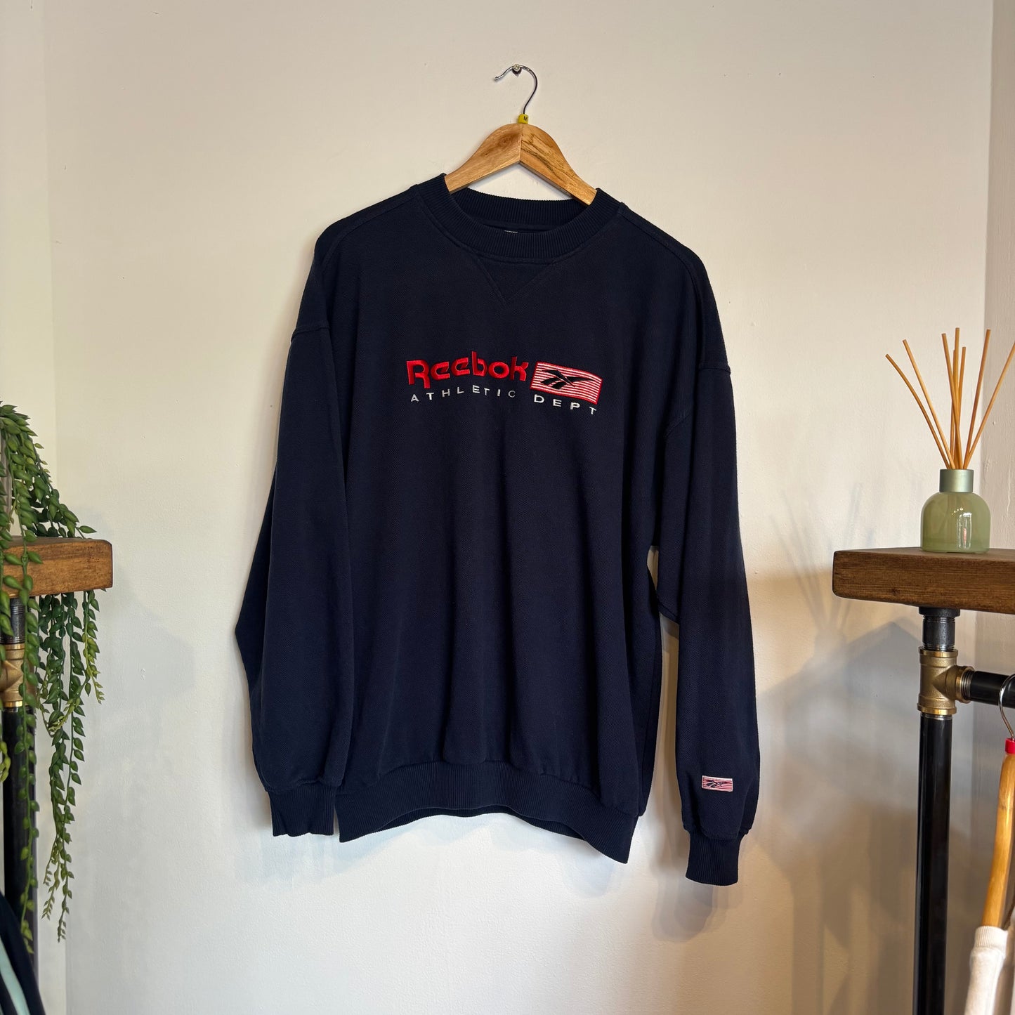 Reebok Athletic Department Spellout Oversized Sweatshirt Navy (Medium)