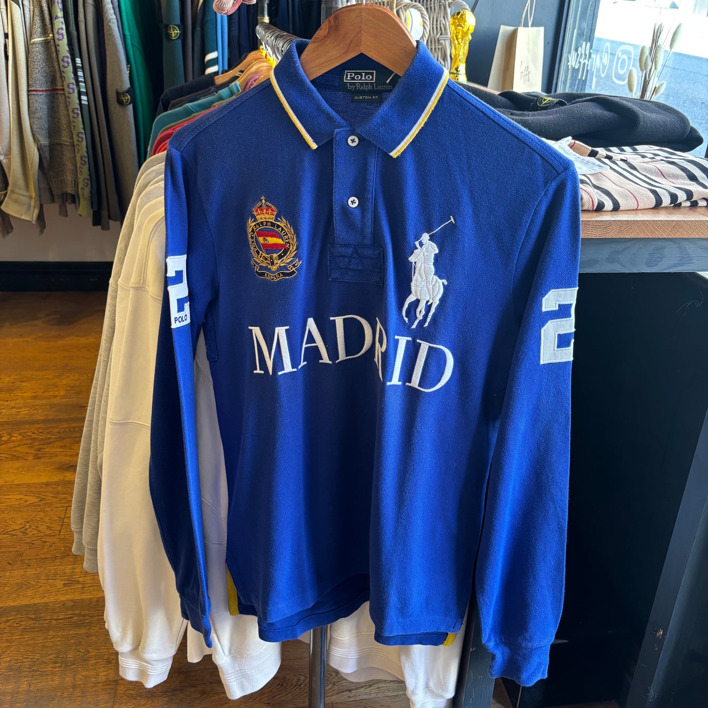 Ralph Lauren Madrid Spellout Longsleeve Polo Shirt Blue (Small)