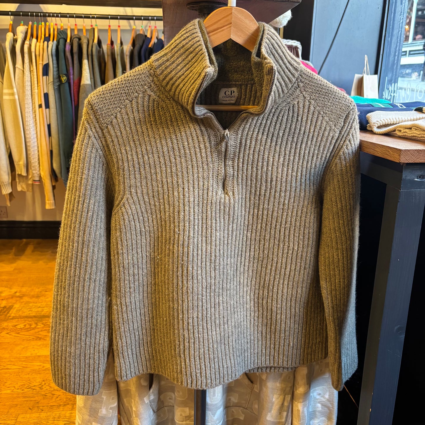 CP Company Quarter Zip Knit Jumper Beige (XXS)