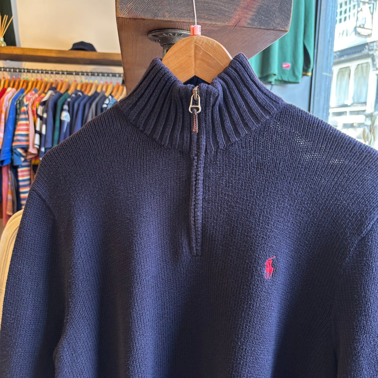 Ralph Lauren Quarter Zip Knit Jumper Navy (Small)