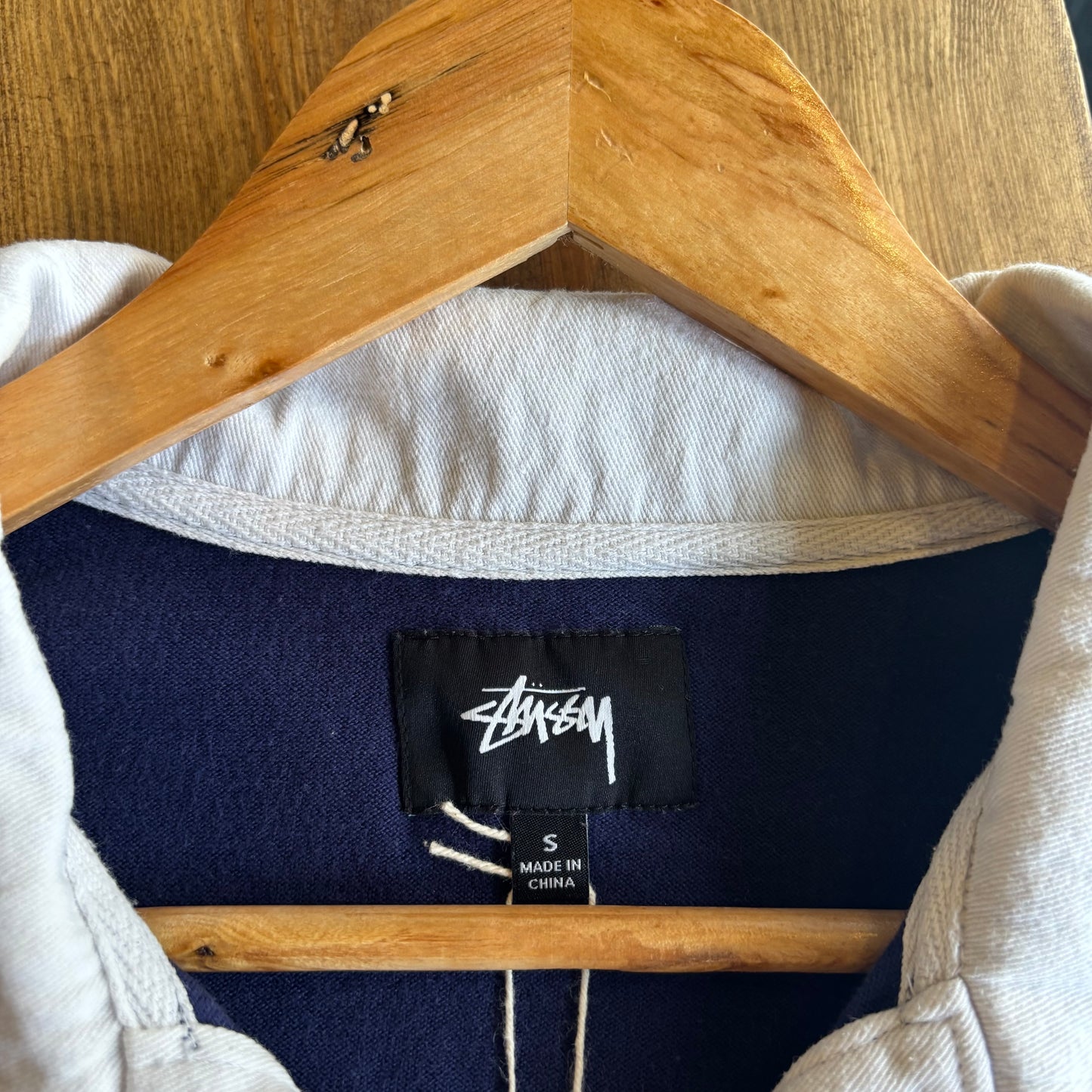 Stussy Lucas Stripe Rugby Polo Shirt Navy (Small)