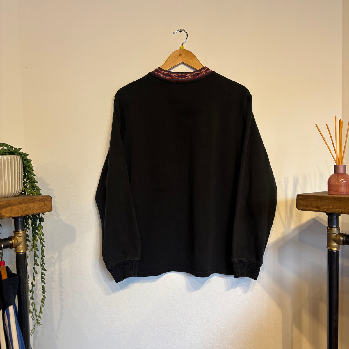 Stussy Jacquarded Crew Longsleeve T-Shirt Black (Medium)