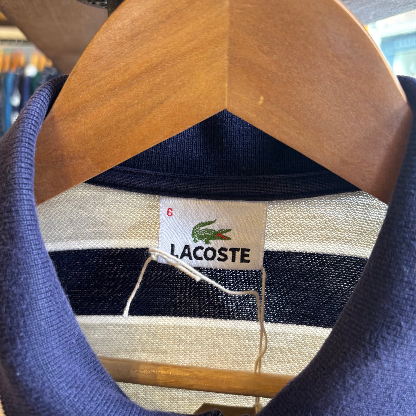 Lacoste Stripe Polo Shirt Grey/ Navy (Large)