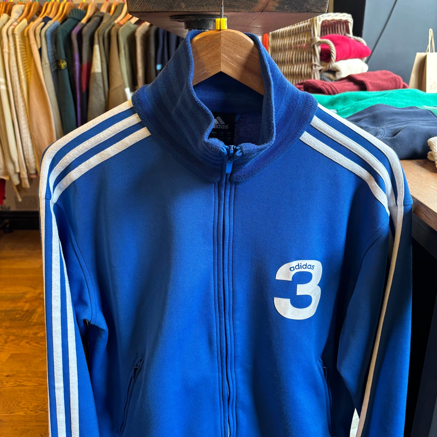 Adidas 3 Zip Up Track Jacket Blue (Medium)