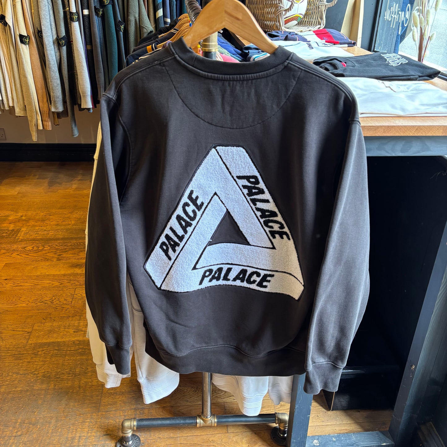 Palace SS23 Fleece Tri-Ferg Crew Sweatshirt Black (Medium)