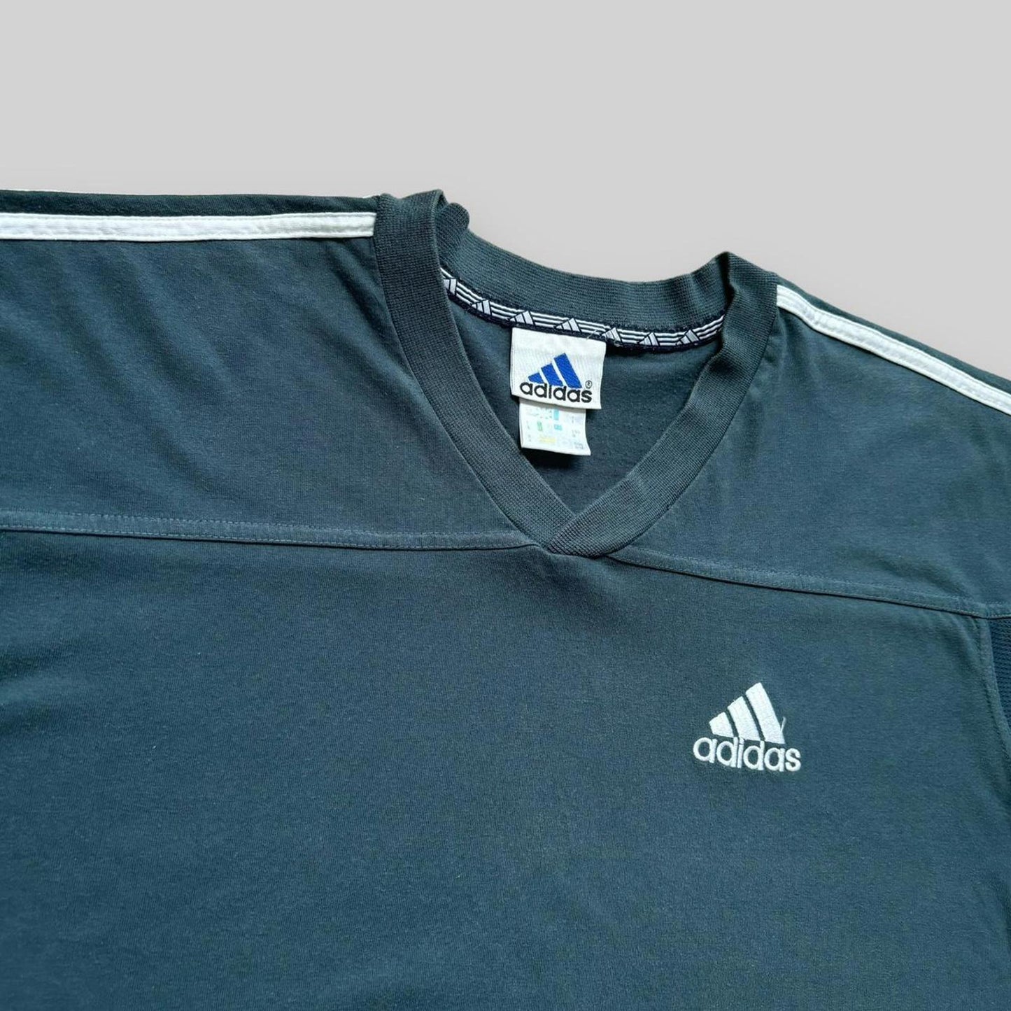 Adidas V Neck T Shirt Navy (Large)