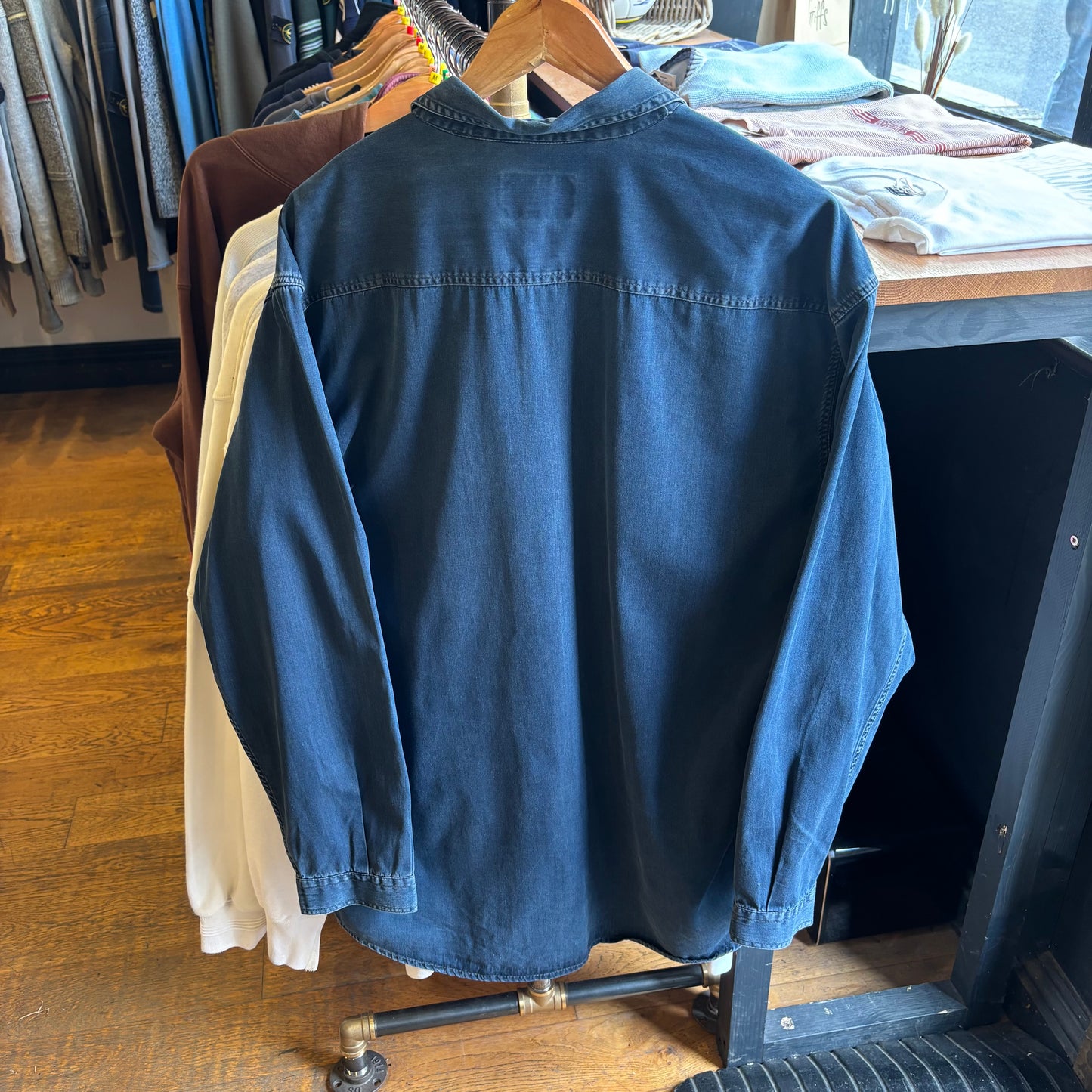 Armani Jeans 90s Cotton Longsleeve Shirt Navy (Large)