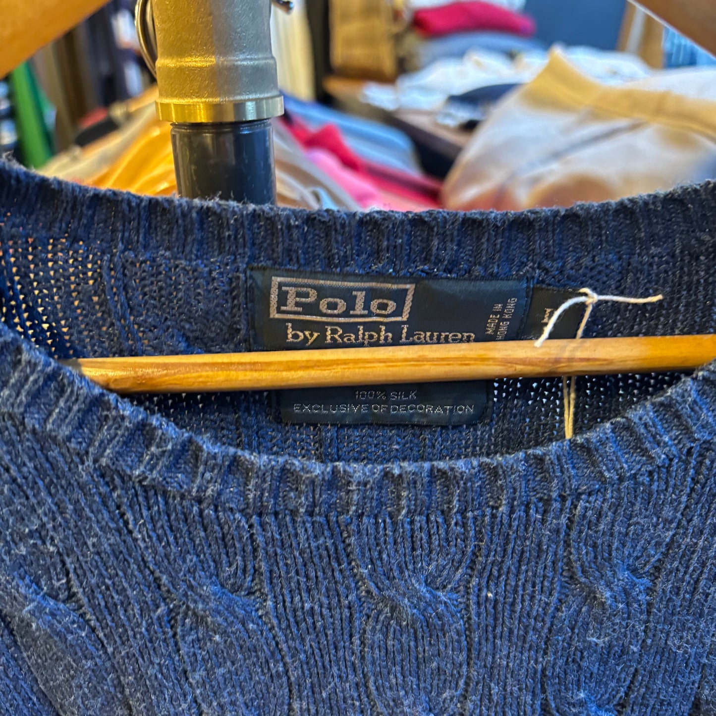 Ralph Lauren Silk Cable Knit Jumper Blue (Large)