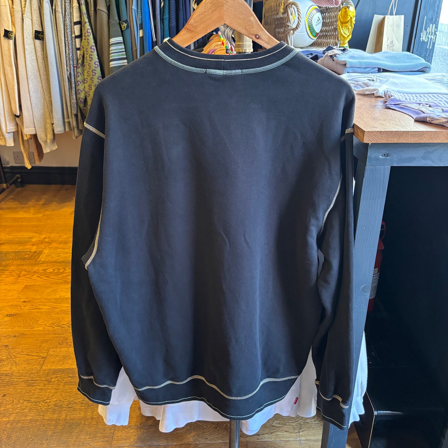 Stone Island A/W 2023 Contrast Stitch Sweatshirt Black (Medium)