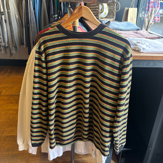 Stussy Hudson Striped Brushed Cotton Longsleeve Top Black (Small)