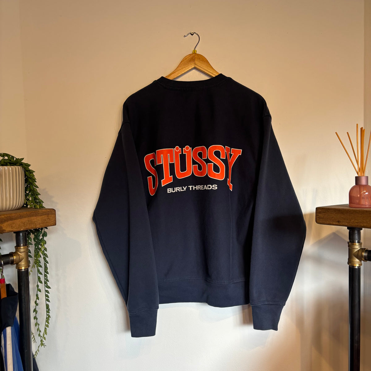 Stussy Burly Threads Oversized Sweatshirt Navy (Medium)