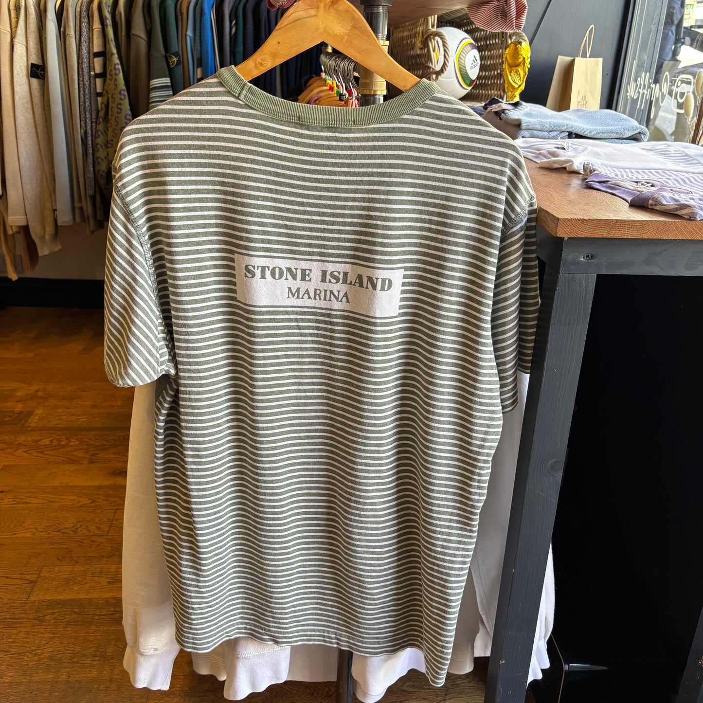 Stone Island S/S 2019 Marina Stripe T-Shirt Green (XL)