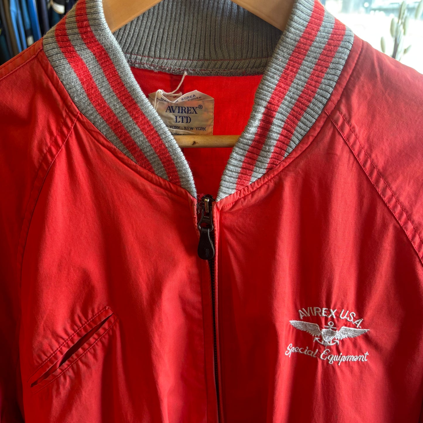 Avirex 1980s Zip Bomber Jacket Red (Medium)