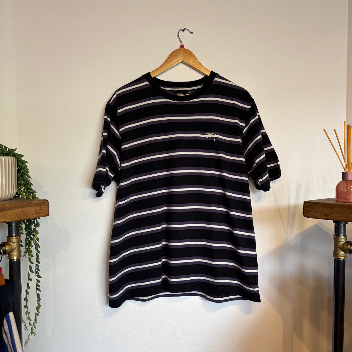 Stussy Multi Stripe T-Shirt Black (Large)