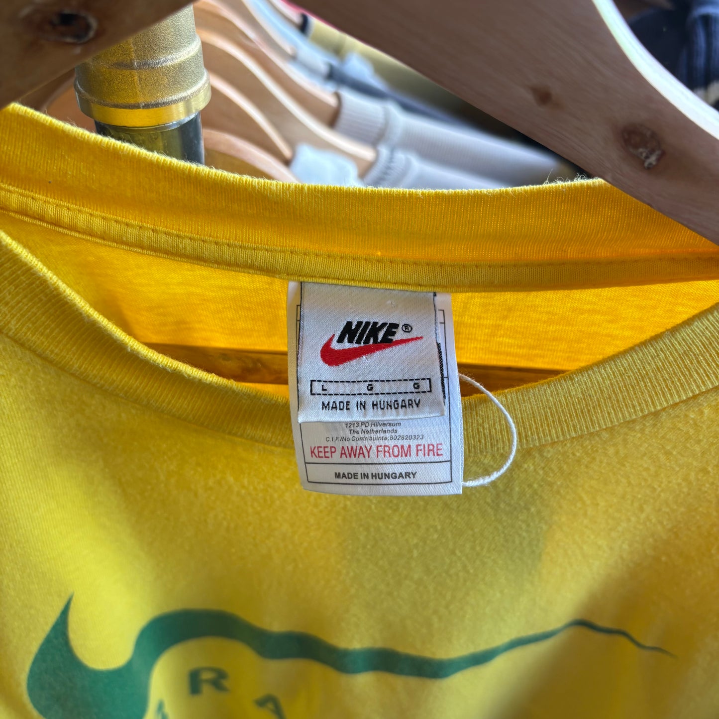 Nike Brazi Football 90s Graphic T-Shirt Yellow (Large)