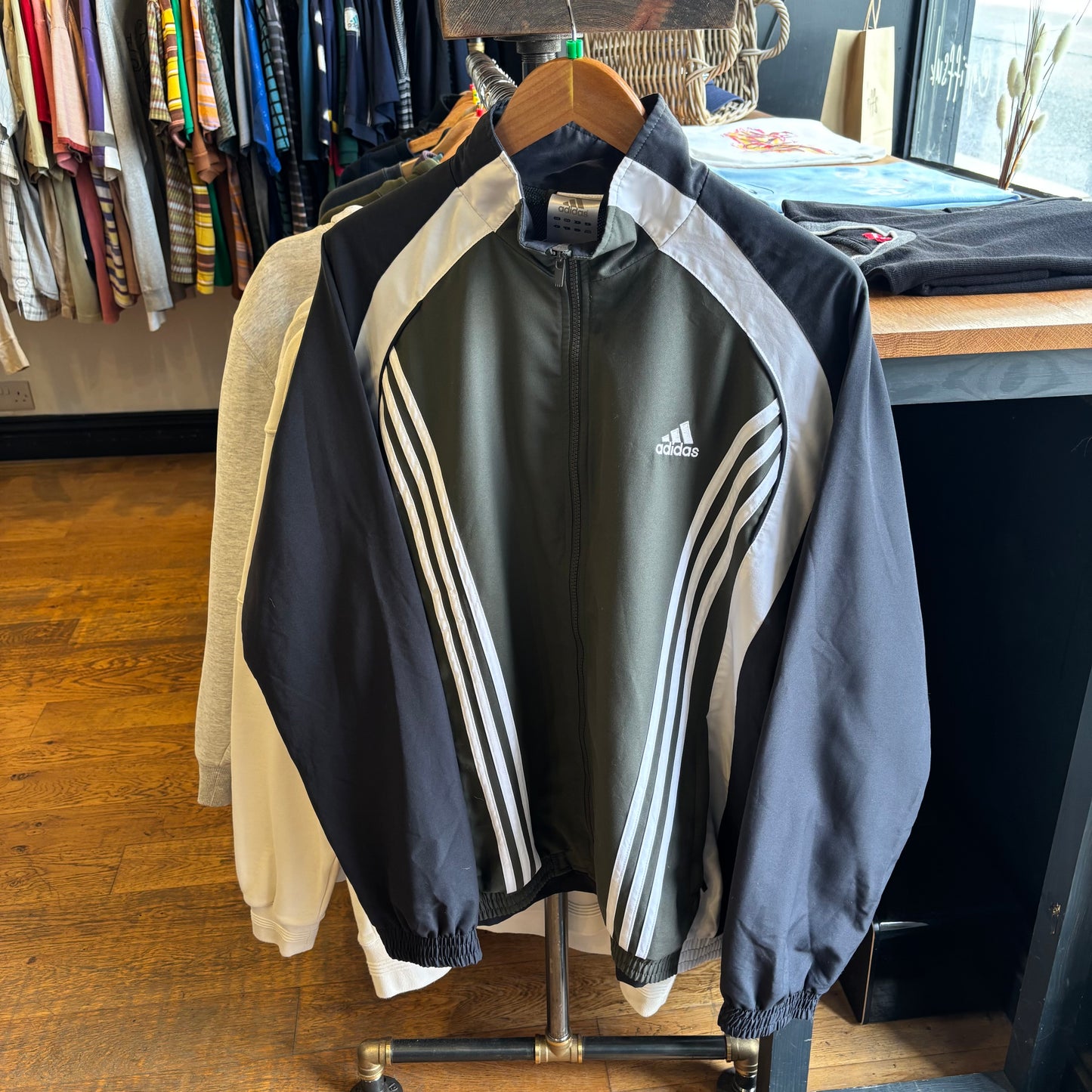 Adidas Zip Up Windbreaker Jacket Green (XL)