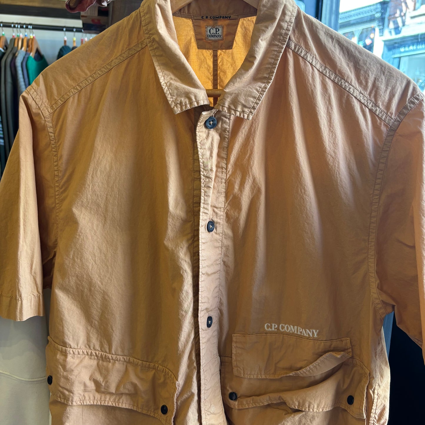 CP Company Button Up Shortsleeve Shirt Orange (Large)