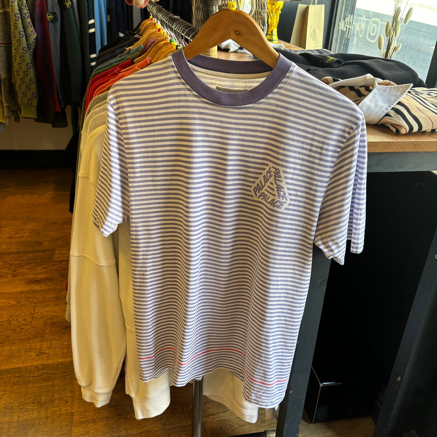 Palace SS19 Rastel Stripe T-Shirt Purple/ White (Medium)