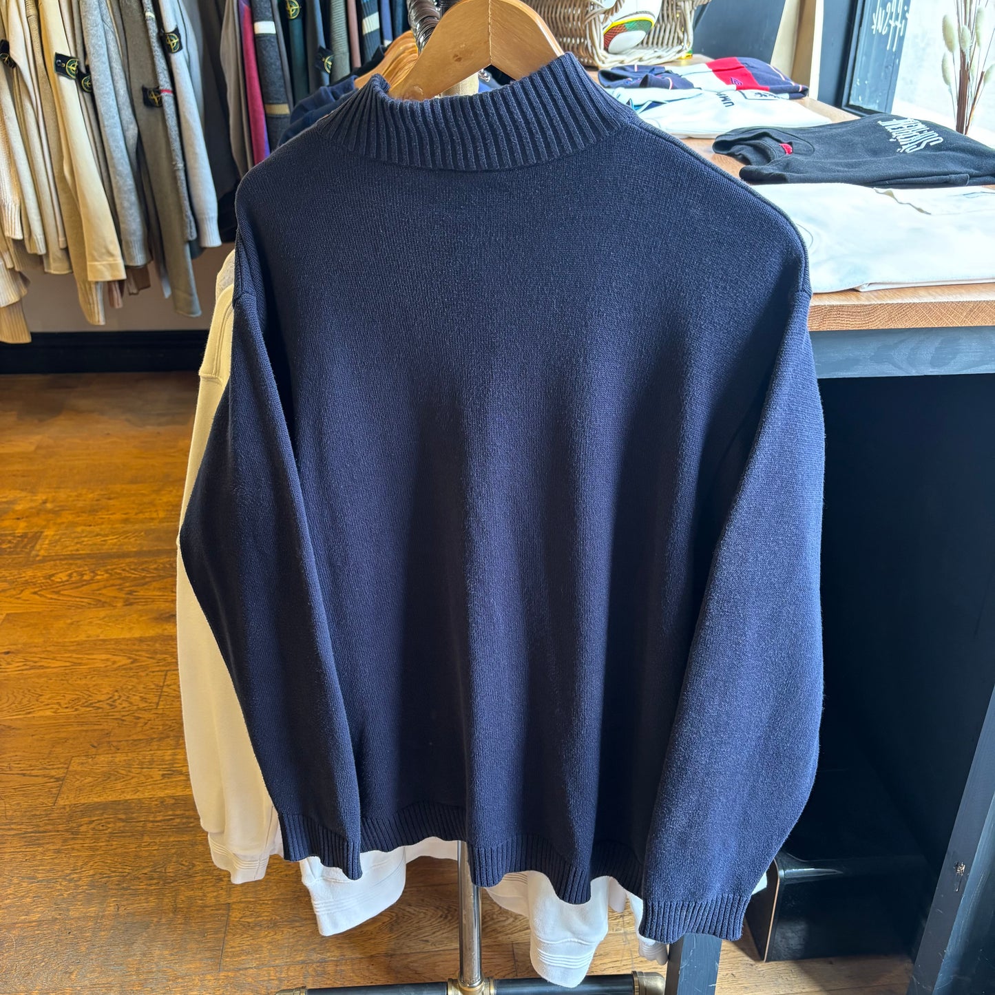 Lacoste Full Zip Knit Jumper Navy (Large)