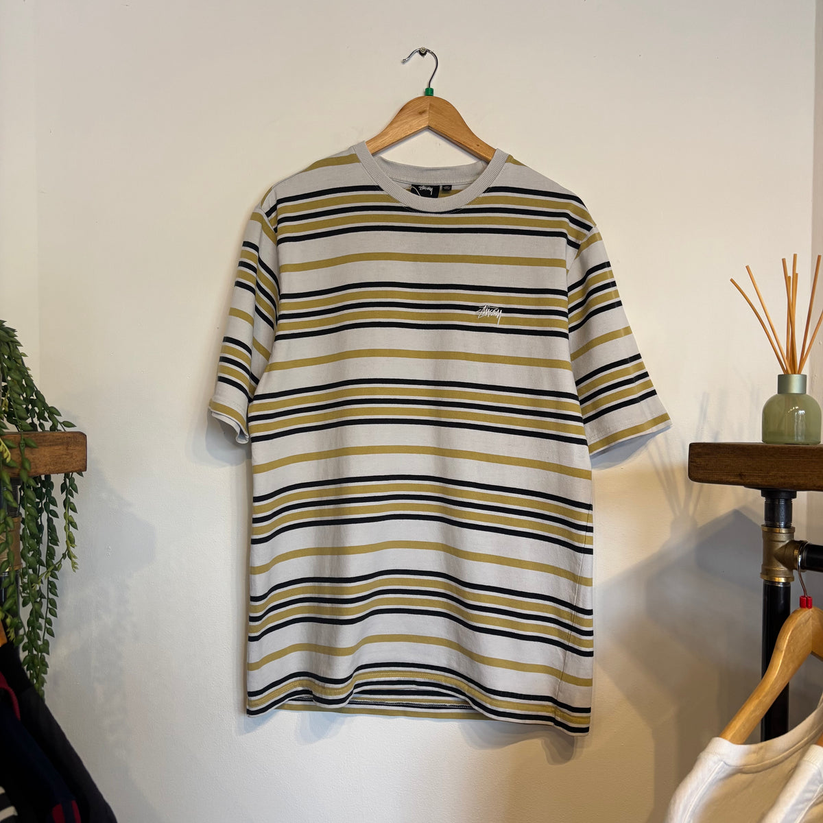 Stussy Alton Stripe Crew T-Shirt Bone (XL)