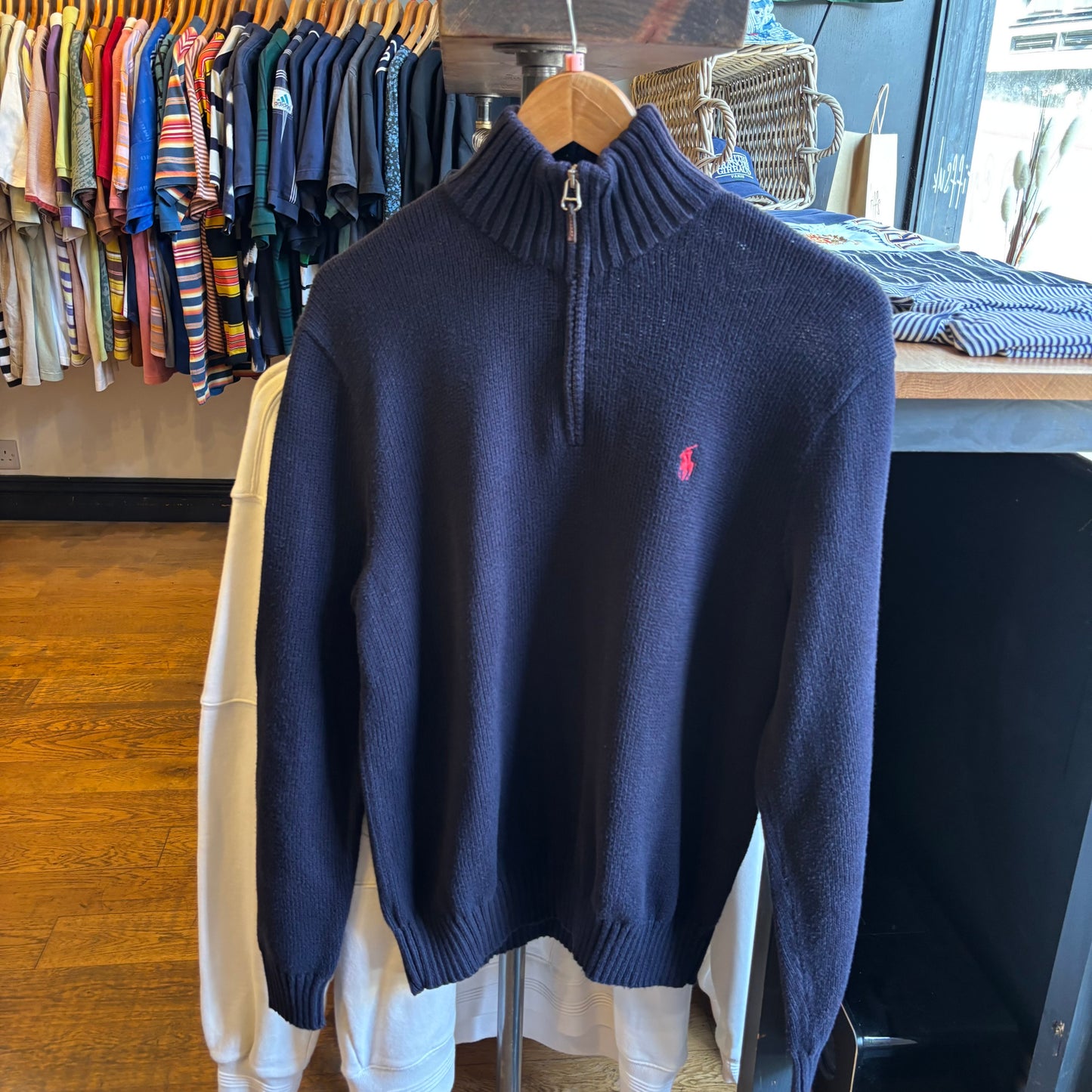 Ralph Lauren Quarter Zip Knit Jumper Navy (Small)
