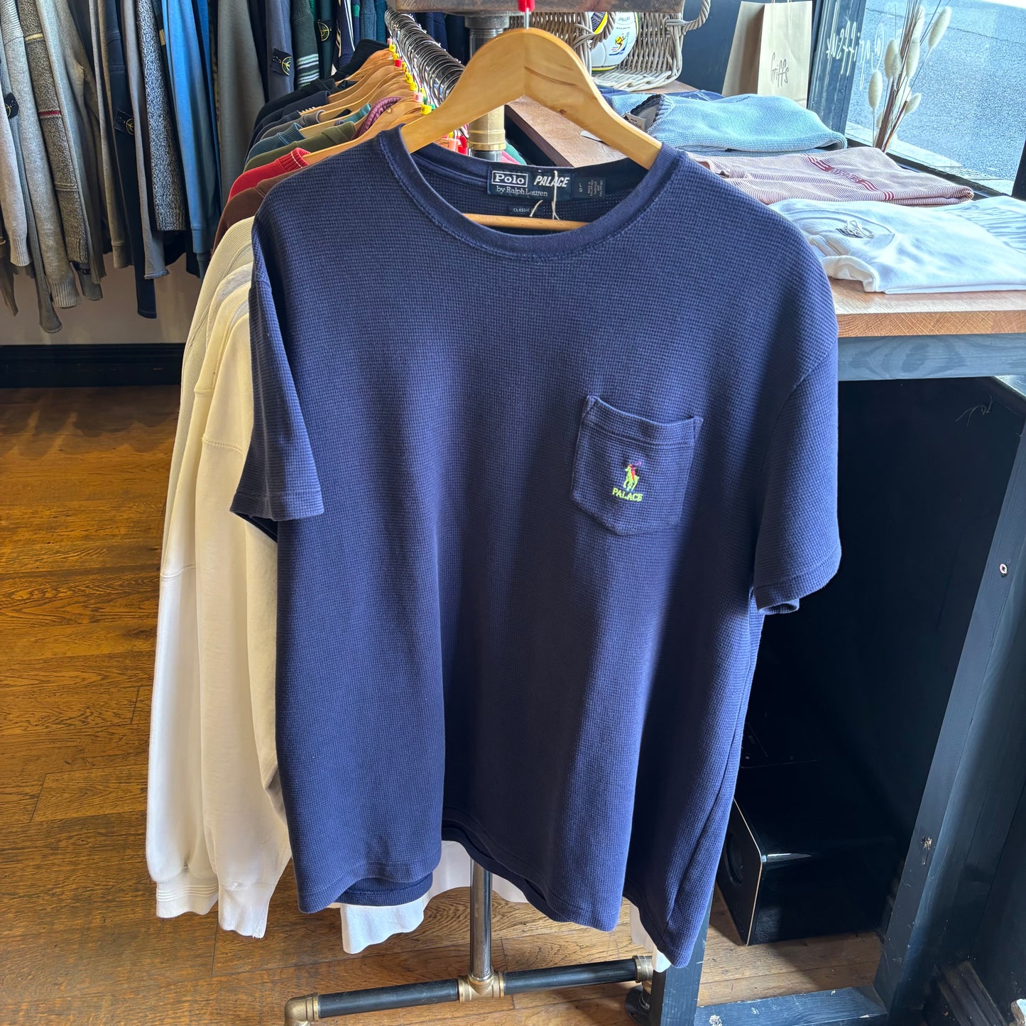 Palace Ralph Lauren FW18 Waffle Pocket T-Shirt Navy (Large)