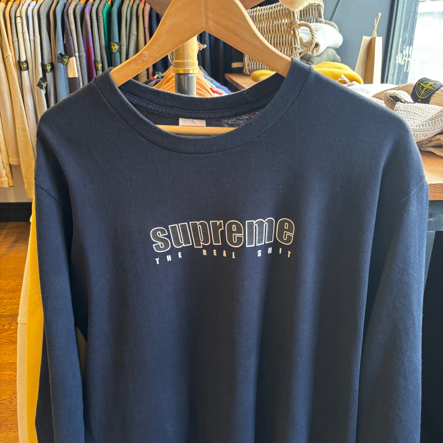 Supreme SS19 The Real Shit Longsleeve T-Shirt Navy (Large)
