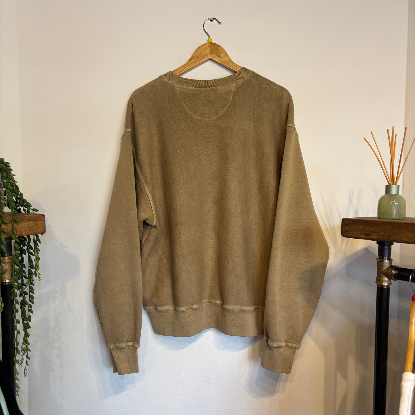 Stussy Jumbo Crew Pigment Dyed Sweatshirt Elm Beige (Medium)