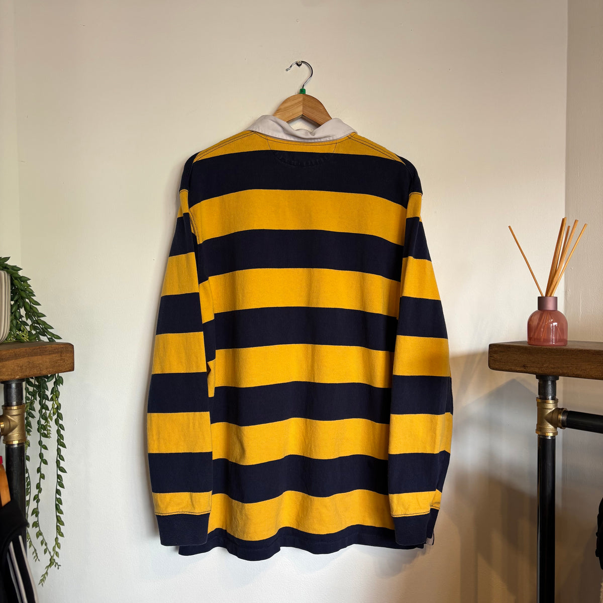 Ralph Lauren Stripe Longsleeve Rugby Shirt Navy/ Yellow (XL)