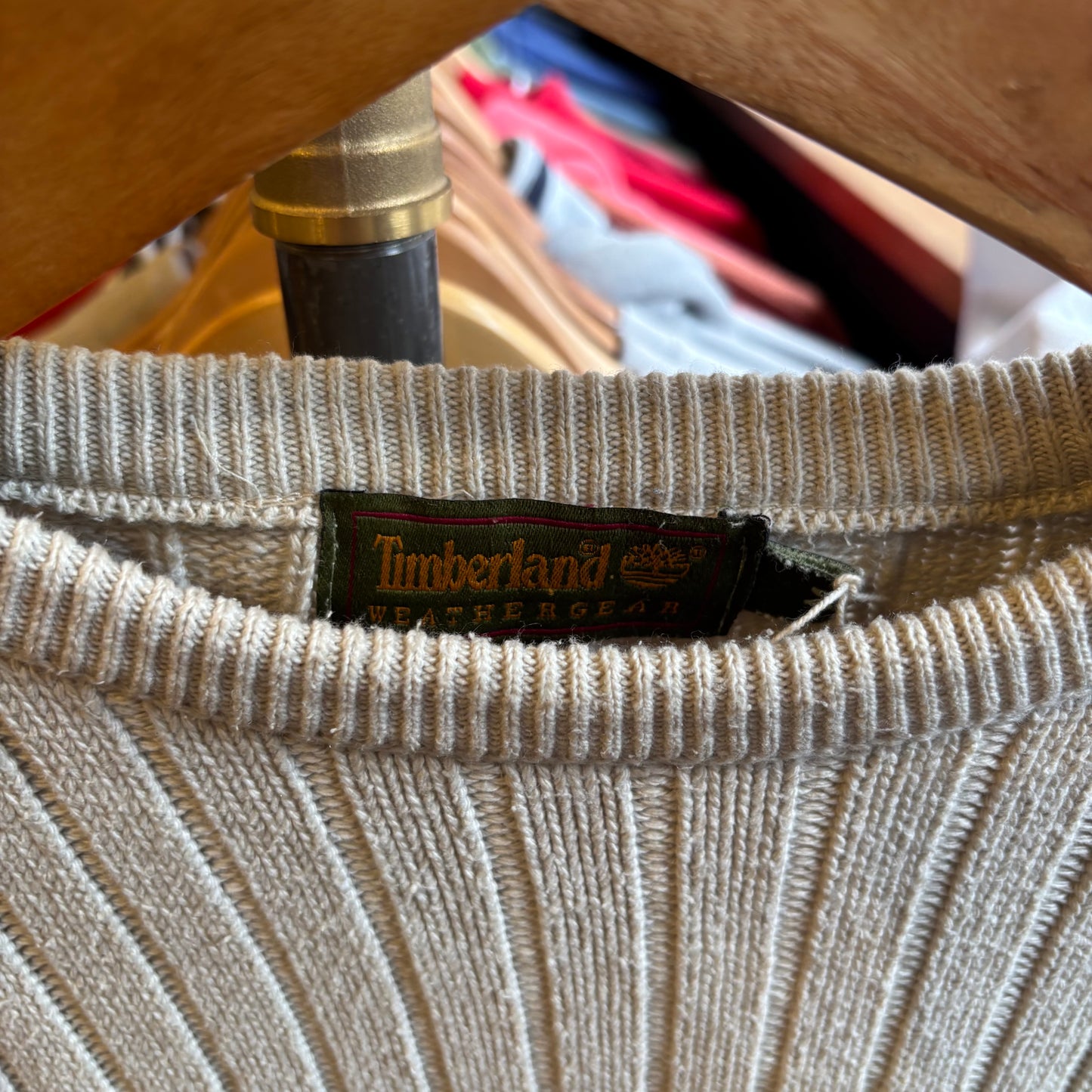 Timberland Weathergear Ribbed Pullover Knit Jumper Cream (Medium)