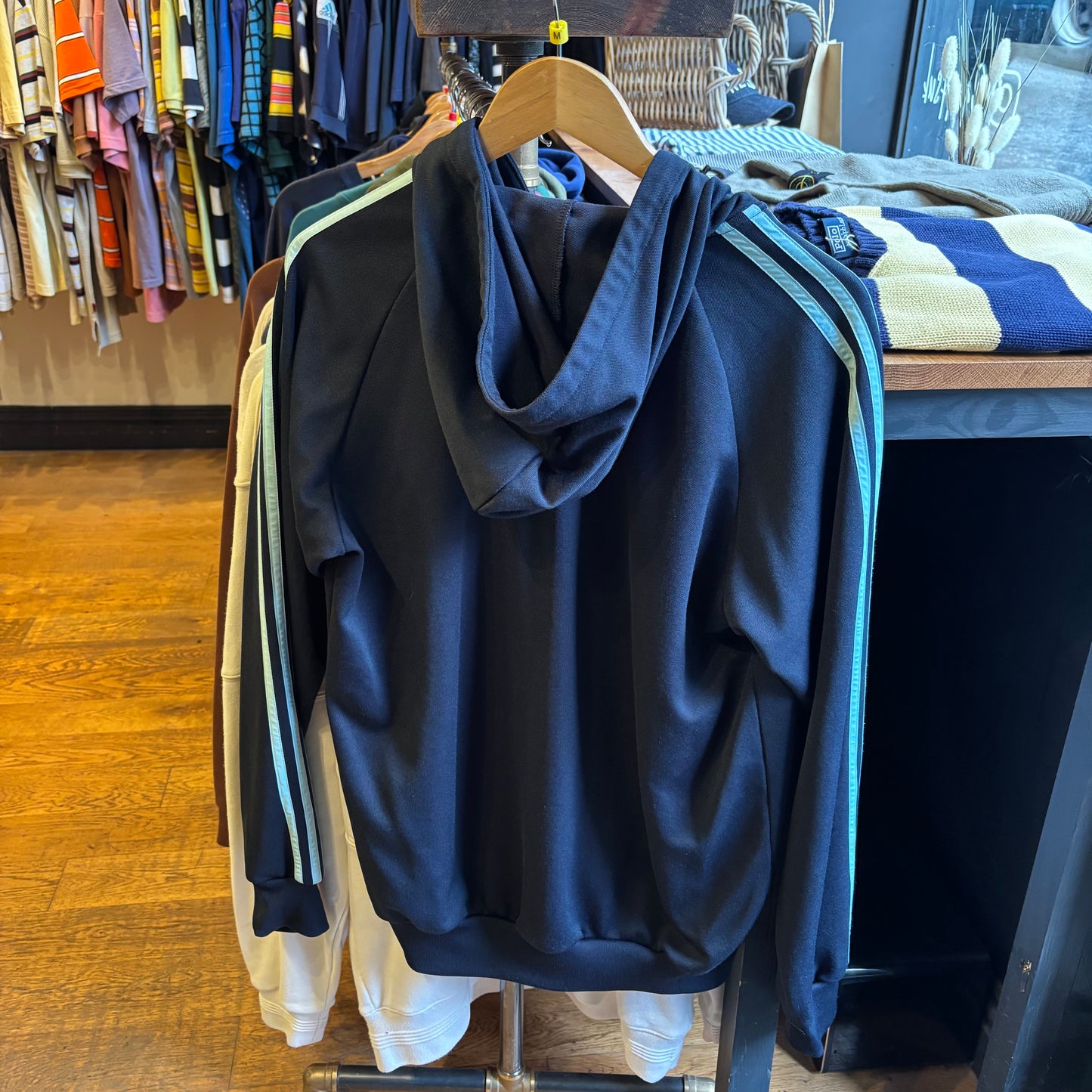 Adidas Trainer Zip Up Hooded Jacket Navy Blue (Medium)