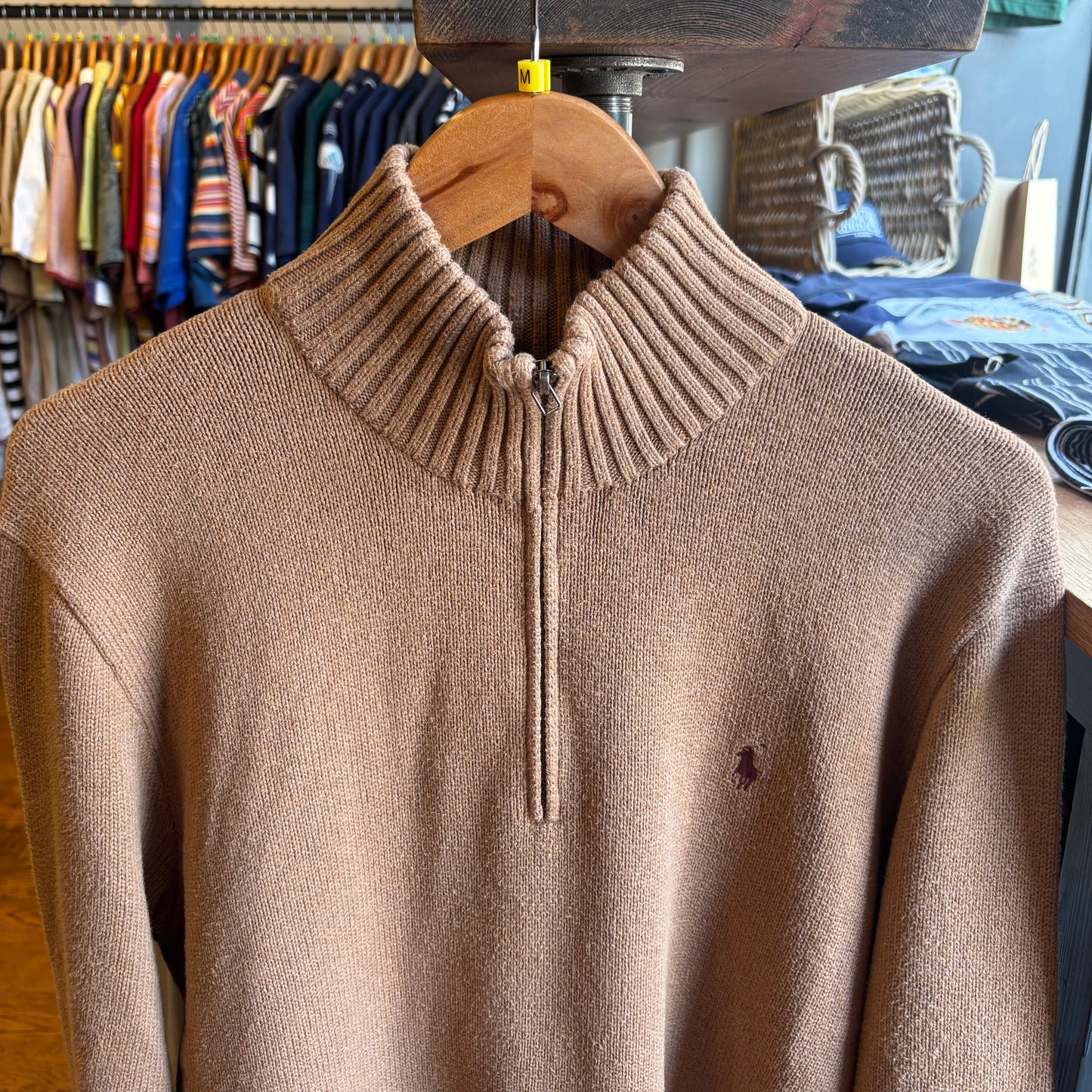 Ralph Lauren Quarter Zip Knit Jumper Brown (Medium)