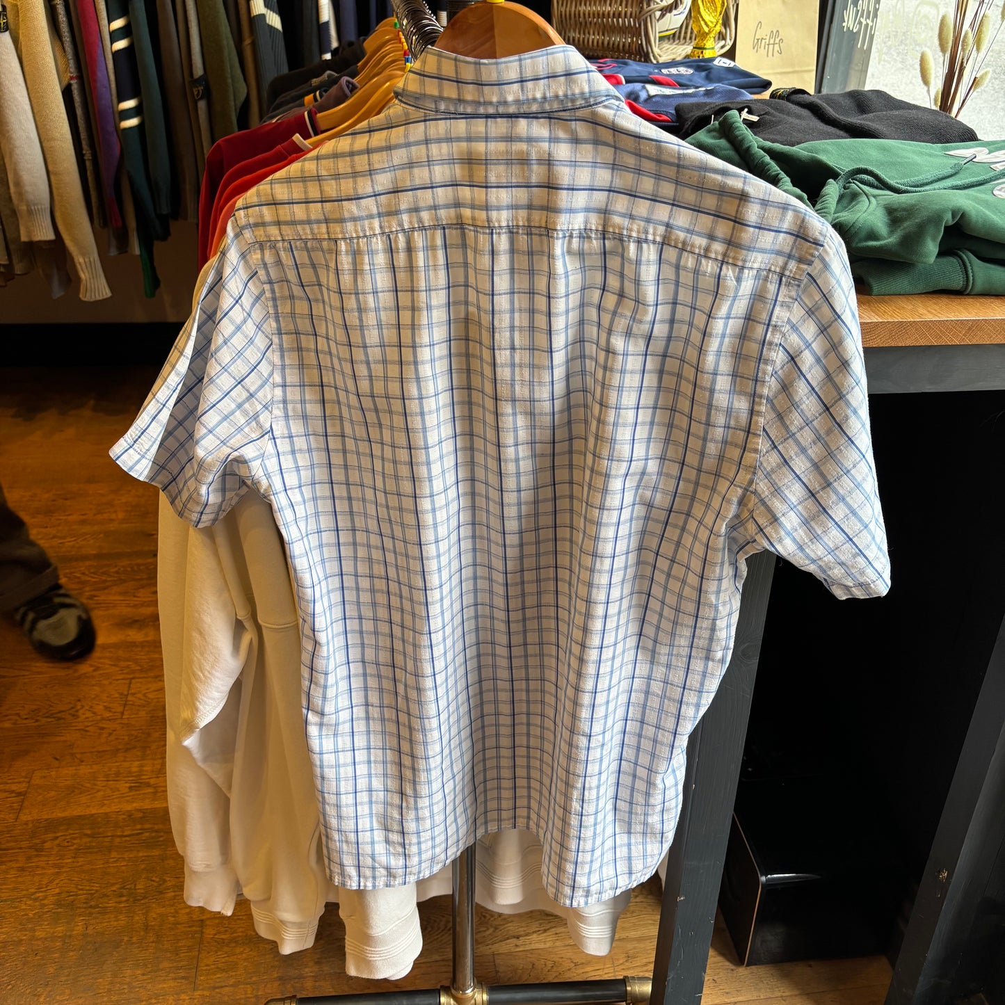 Yves Saint Laurent Plaid Button Up Shirt White (Medium)